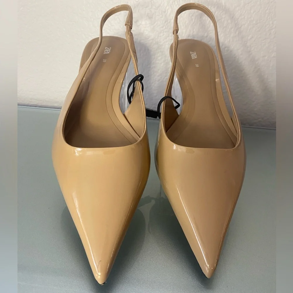 Zara NWT Kitten Heel Slingback Shoe Size 38. - Picture 3 of 9